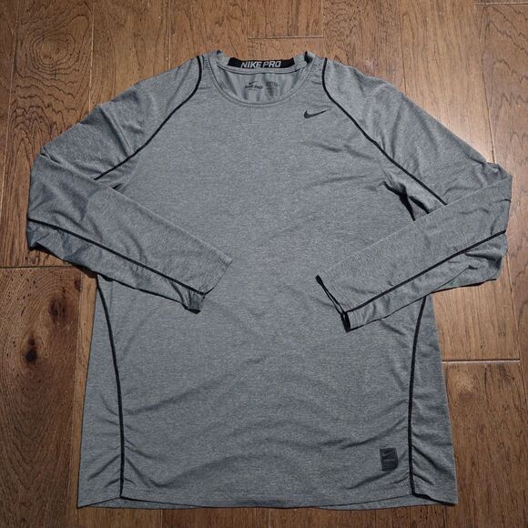 Nike Pro Athletic Top Shirt Mens 2XL XXL Dri-Fit Fitted Gray Pullover Active - Picture 1 of 8
